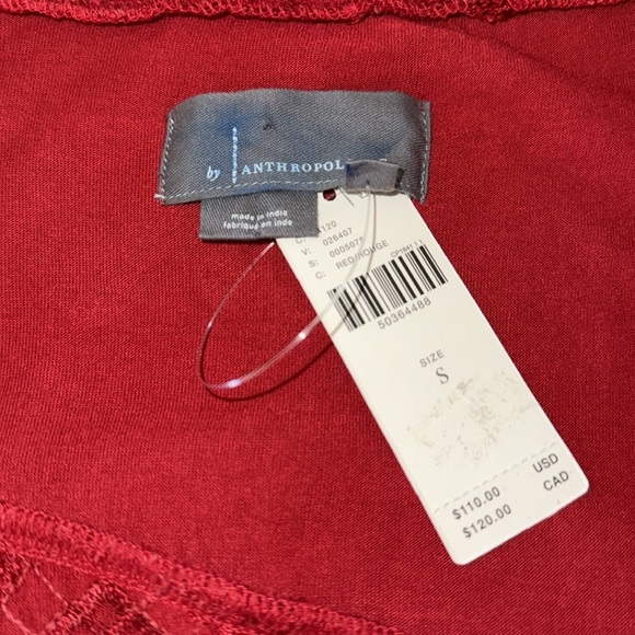 NWT Anthropologie Red Angled Tiered Eyelet Knit Pull On Skirt - Picture 10 of 11